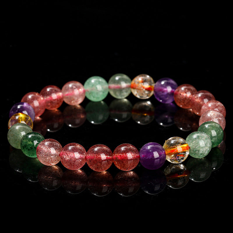 Nimara Ritual Natural Multicolored Strawberry Quartz Love Healing Beaded Bracelet