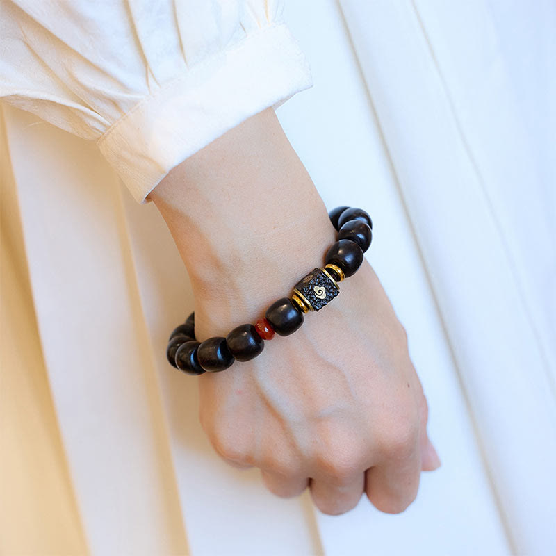 Nimara Ritual Ebony Wood Auspicious Clouds Engraved Calm Bracelet
