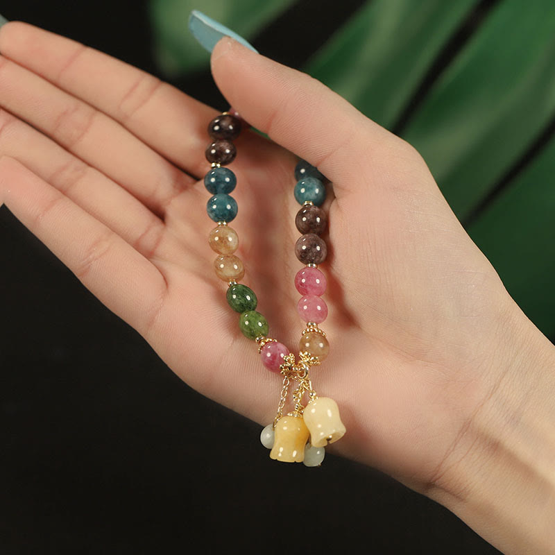 Nimara Ritual Natural Colorful Tourmaline Flower Bead Love Bracelet