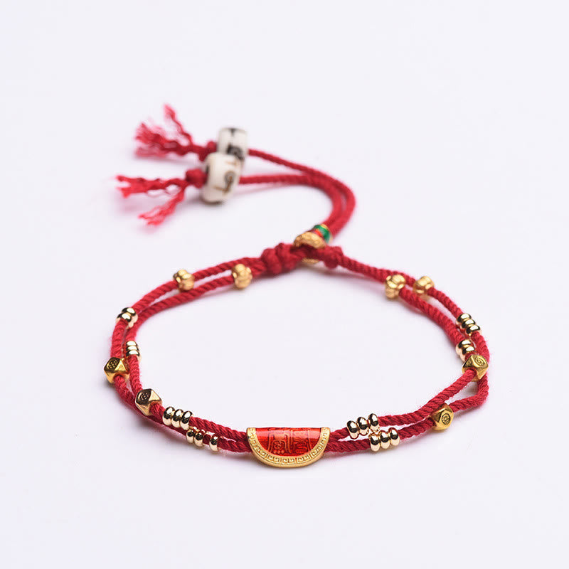 Nimara Ritual Handmade Cinnabar Dumplings Design Luck Braided Red Rope Bracelet