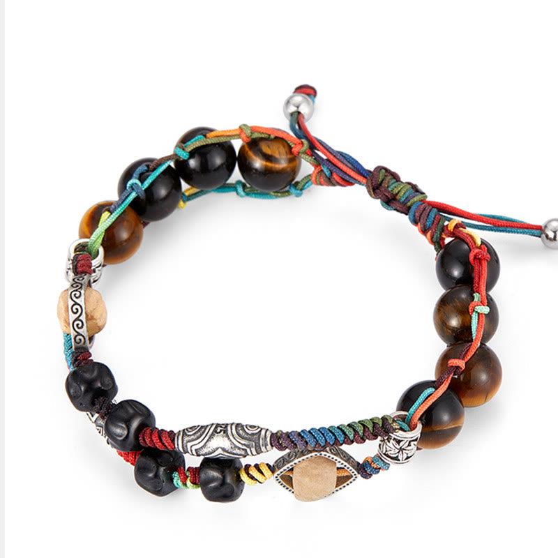 Nimara Ritual 925 Sterling Silver Tiger's Eye Bodhi Seed Handmade Courage Bracelet