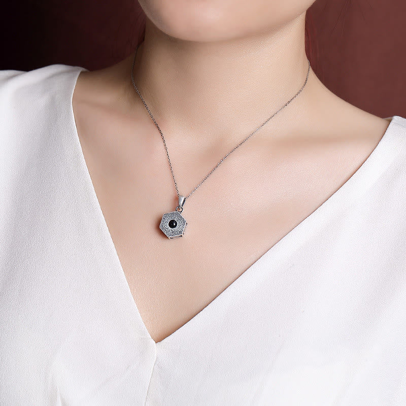 Nimara Ritual 990 Sterling Silver Tibetan Om Mani Padme Hum Lotus Love Projection Necklace Pendant