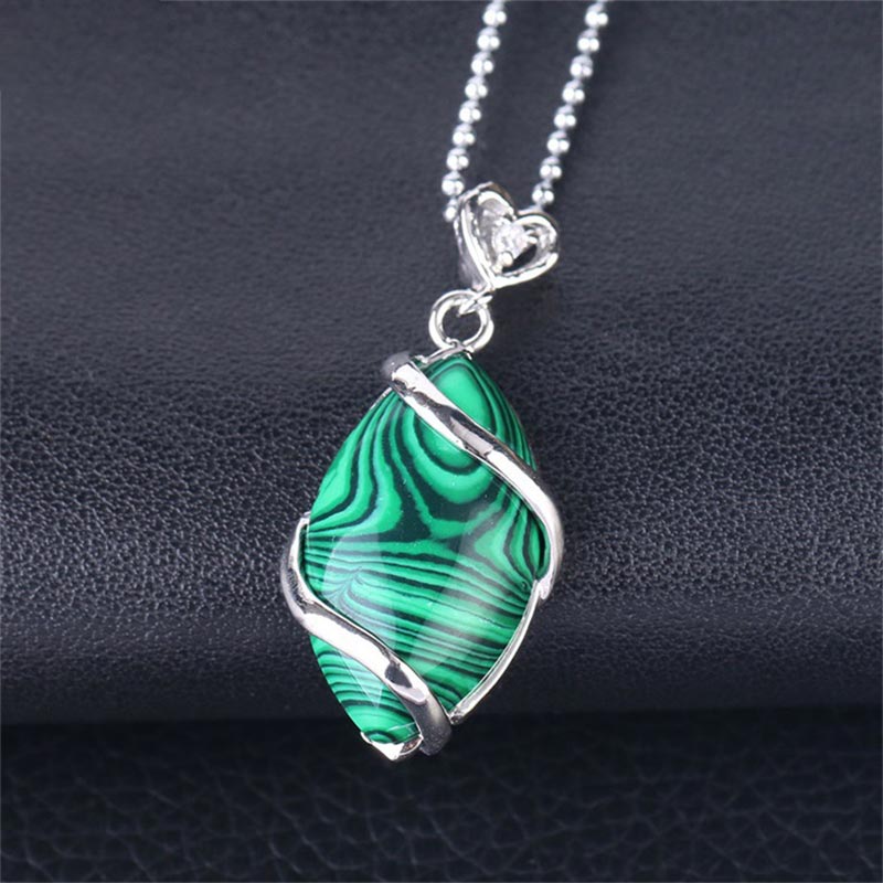 Nimara Ritual Marquise Pattern Natural Crystal Stone Charm Necklace Pendant