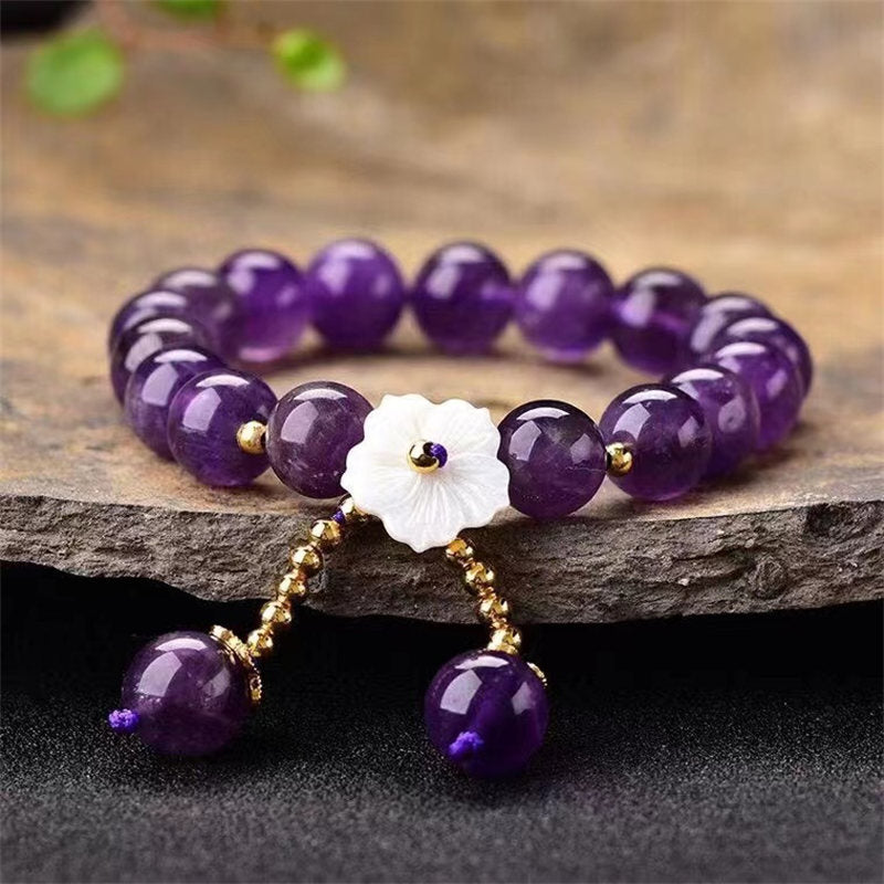 Nimara Ritual Natural Amethyst Crystal Flower Spiritual Healing Bracelet