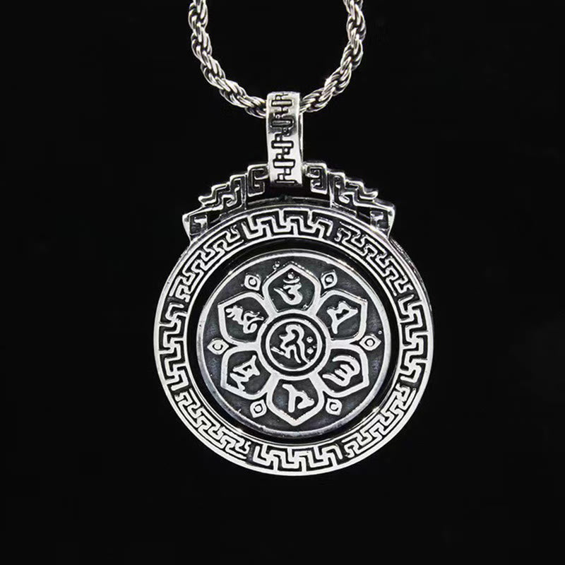Nimara Ritual Tibetan Om Mani Padme Hum Double Dorje Vajra Rotatable Purity Peace Necklace Pendant