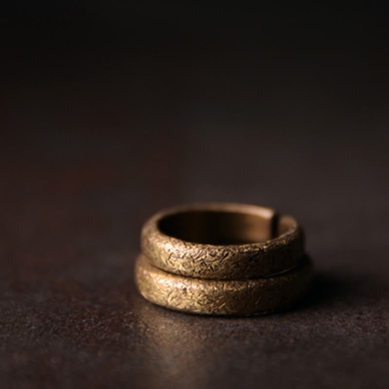 Nimara Ritual Tibetan Vintage Texture Design Copper Luck Couple Ring