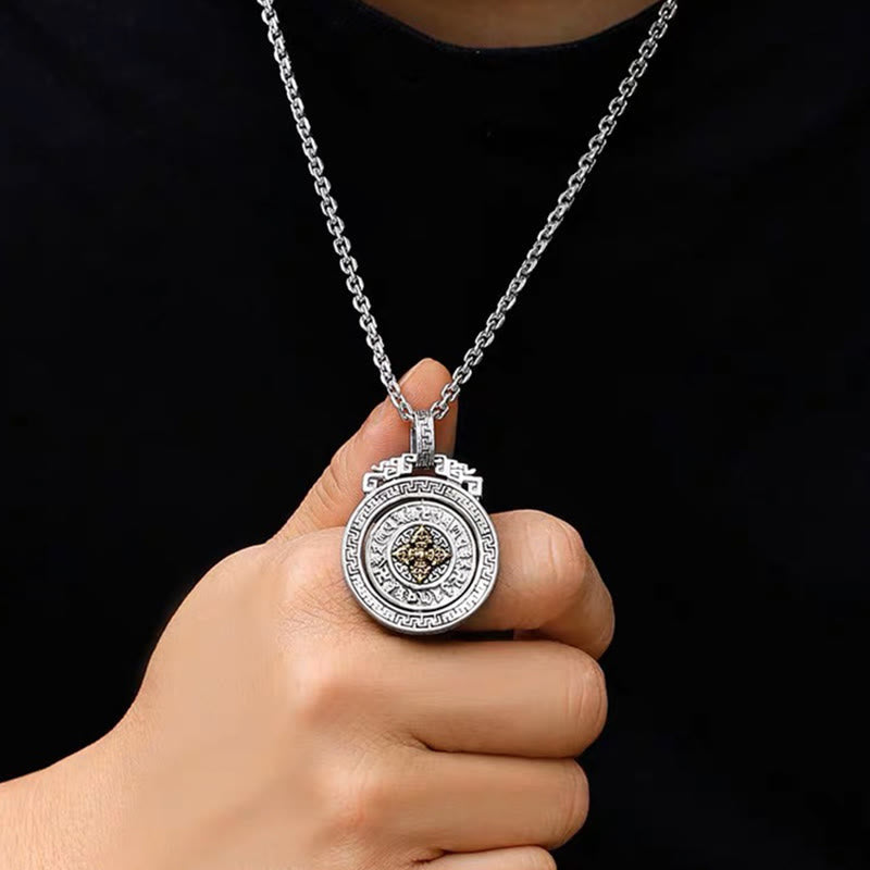 Nimara Ritual Tibetan Om Mani Padme Hum Double Dorje Vajra Rotatable Purity Peace Necklace Pendant