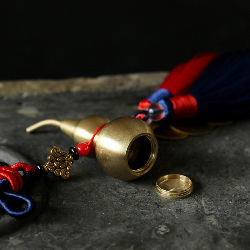Nimara Ritual Feng Shui Wu Lou Gourd Ancient Chinese Coins Wealth Car Hanging Decoration