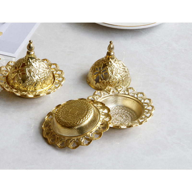 Nimara Ritual Tibetan Gold Mini Meditation Incense Burner