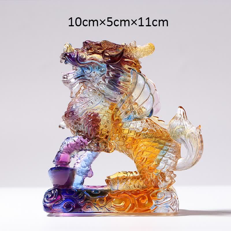 Nimara Ritual Feng Shui Kirin Handmade Liuli Crystal Art Piece Fortune Home Office Decoration