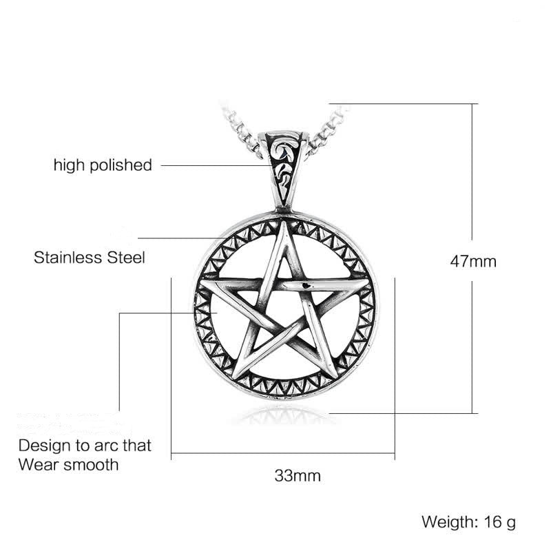 Nimara Ritual Pentagram Titanium Steel Balance Necklace Pendant
