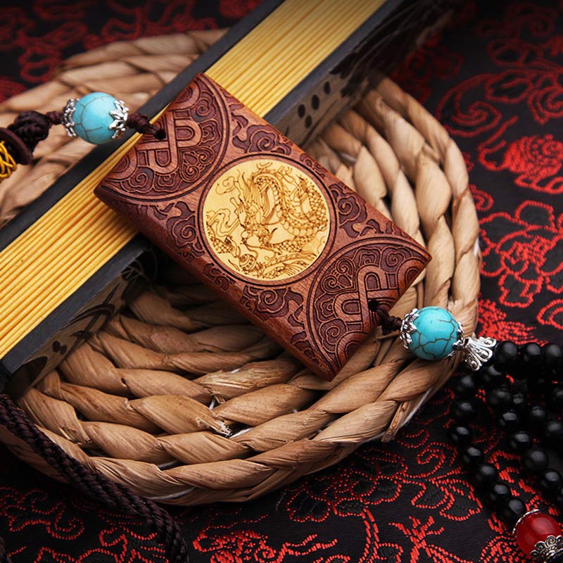 Nimara Ritual Tibetan Rosewood Boxwood Dragon Cure Courage Car Decoration