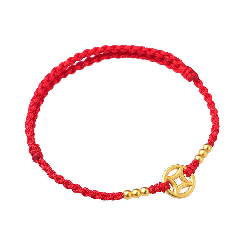 Nimara Ritual Copper Coin Strength Braided String Bracelet Anklet