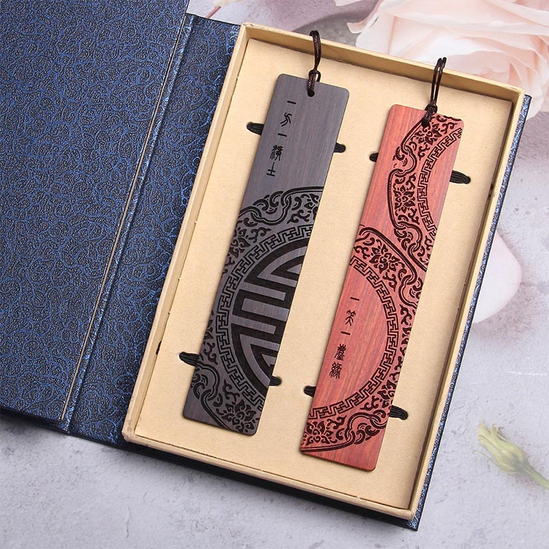 Nimara Ritual Zen Enlightenment Quotes Ebony Wood Small Leaf Red Sandalwood Bookmarks With Gift Box