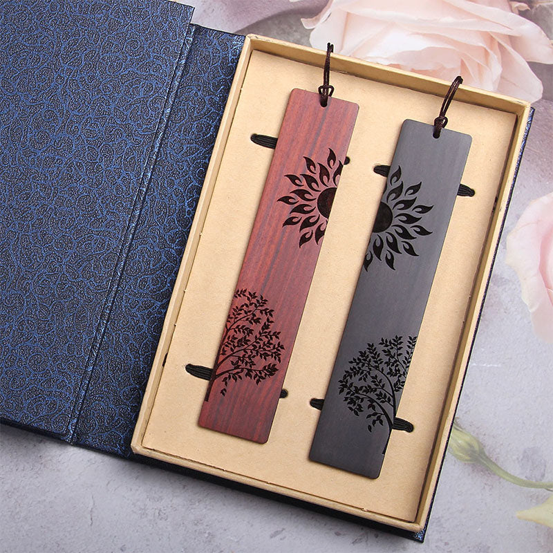 Nimara Ritual Sun Tree Ebony Wood Small Leaf Red Sandalwood Bookmarks With Gift Box