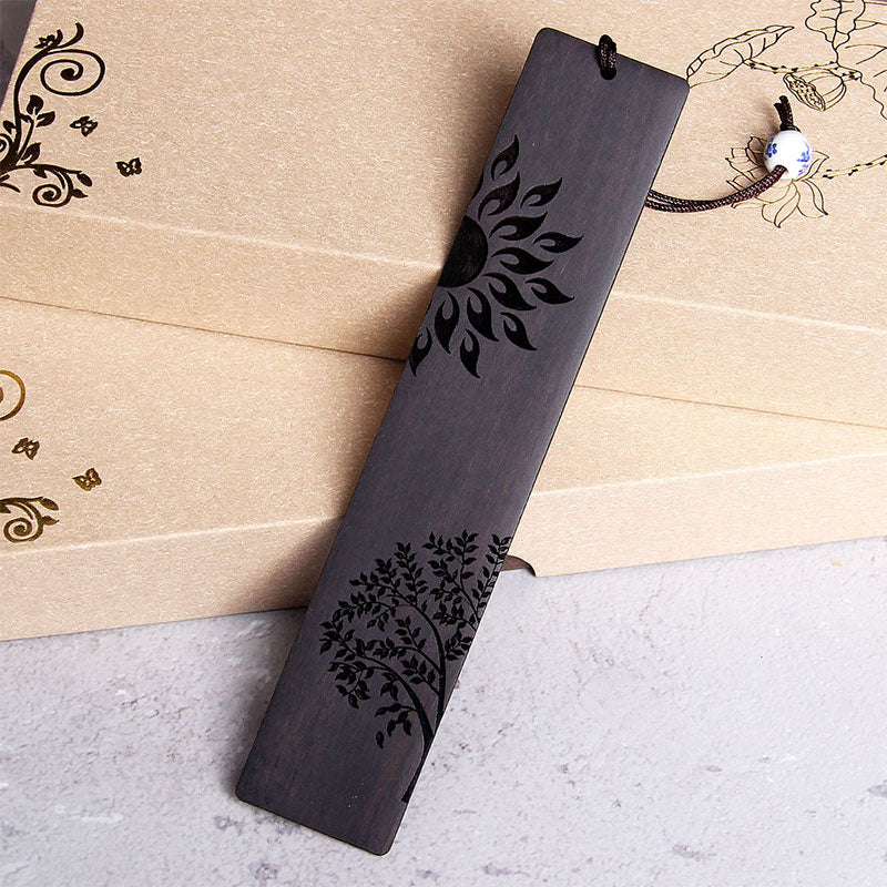 Nimara Ritual Sun Tree Ebony Wood Small Leaf Red Sandalwood Bookmarks With Gift Box