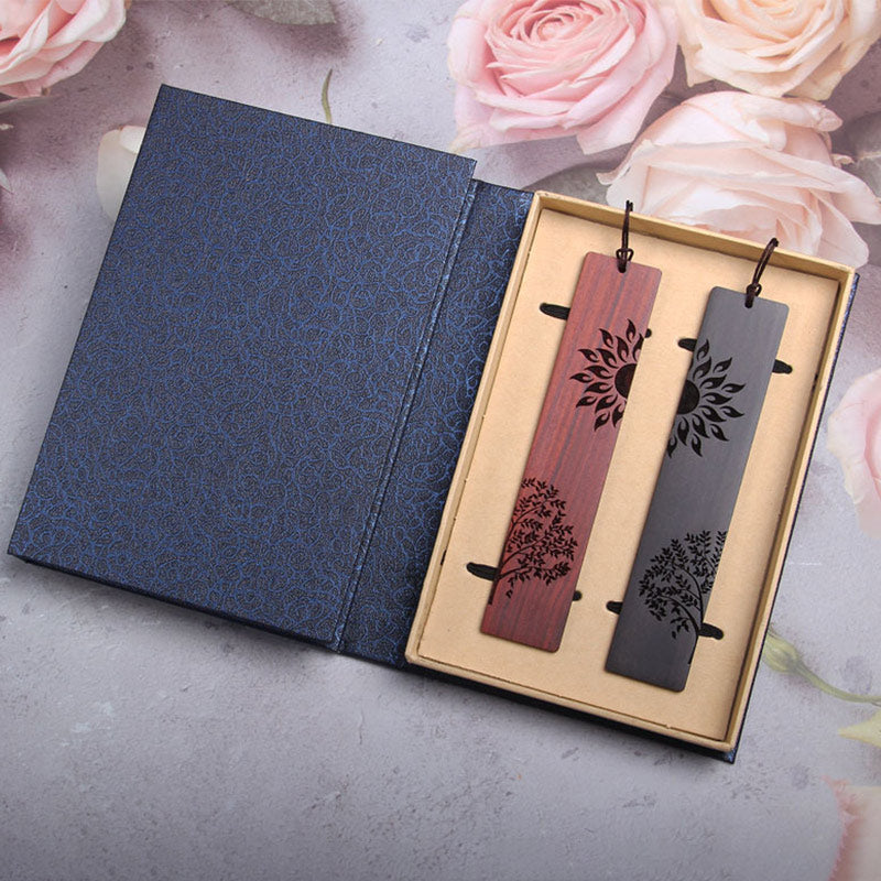 Nimara Ritual Sun Tree Ebony Wood Small Leaf Red Sandalwood Bookmarks With Gift Box