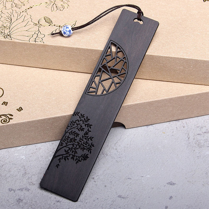 Nimara Ritual The Tree of Life Ebony Wood Small Leaf Red Sandalwood Bookmarks With Gift Box