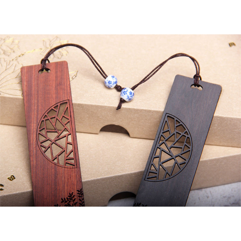 Nimara Ritual The Tree of Life Ebony Wood Small Leaf Red Sandalwood Bookmarks With Gift Box