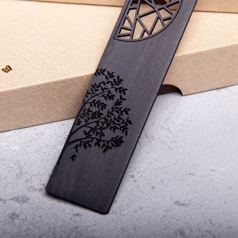 Nimara Ritual The Tree of Life Ebony Wood Small Leaf Red Sandalwood Bookmarks With Gift Box