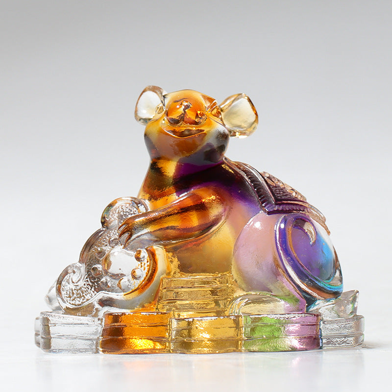 Nimara Ritual Year of the Dragon Handmade 12 Chinese Zodiac Liuli Crystal Art Piece Protection Home Office Decoration