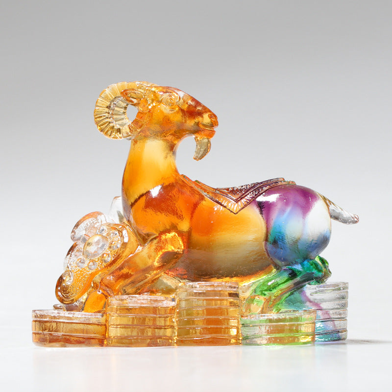 Nimara Ritual Year of the Dragon Handmade 12 Chinese Zodiac Liuli Crystal Art Piece Protection Home Office Decoration