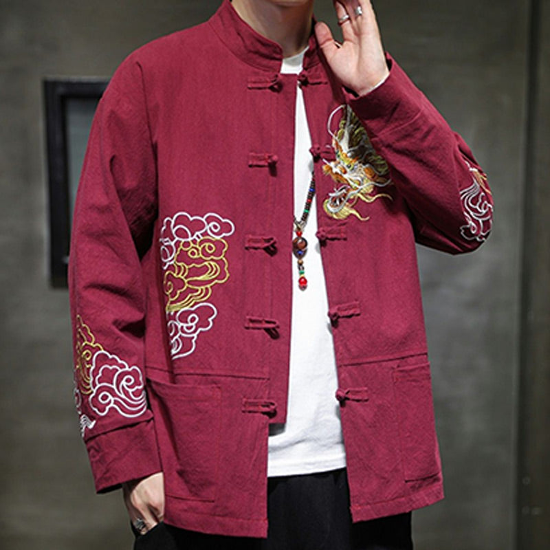 Nimara Ritual Dragon Auspicious Cloud Embroidery Clothing Chinese Tang Suit Jacket Men Clothing
