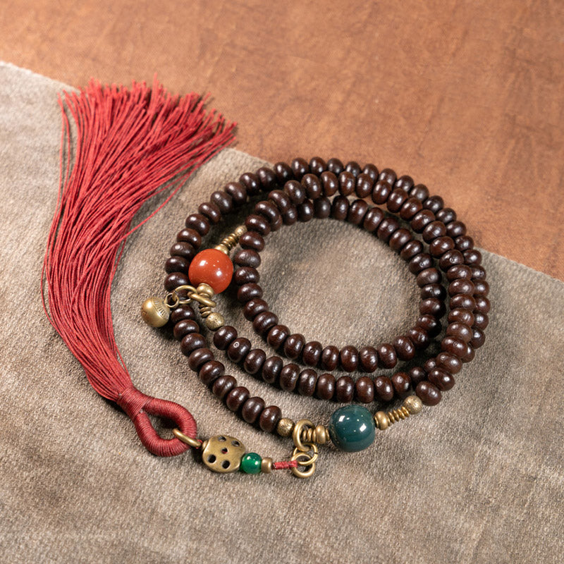 Nimara Ritual 108 Mala Beads Natural Tibet Purple Bodhi Seed Auspiciousness Bracelet