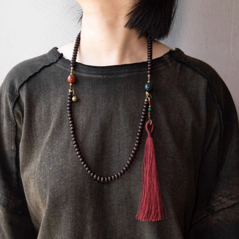Nimara Ritual 108 Mala Beads Natural Tibet Purple Bodhi Seed Auspiciousness Bracelet