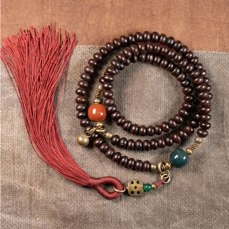 Nimara Ritual 108 Mala Beads Natural Tibet Purple Bodhi Seed Auspiciousness Bracelet