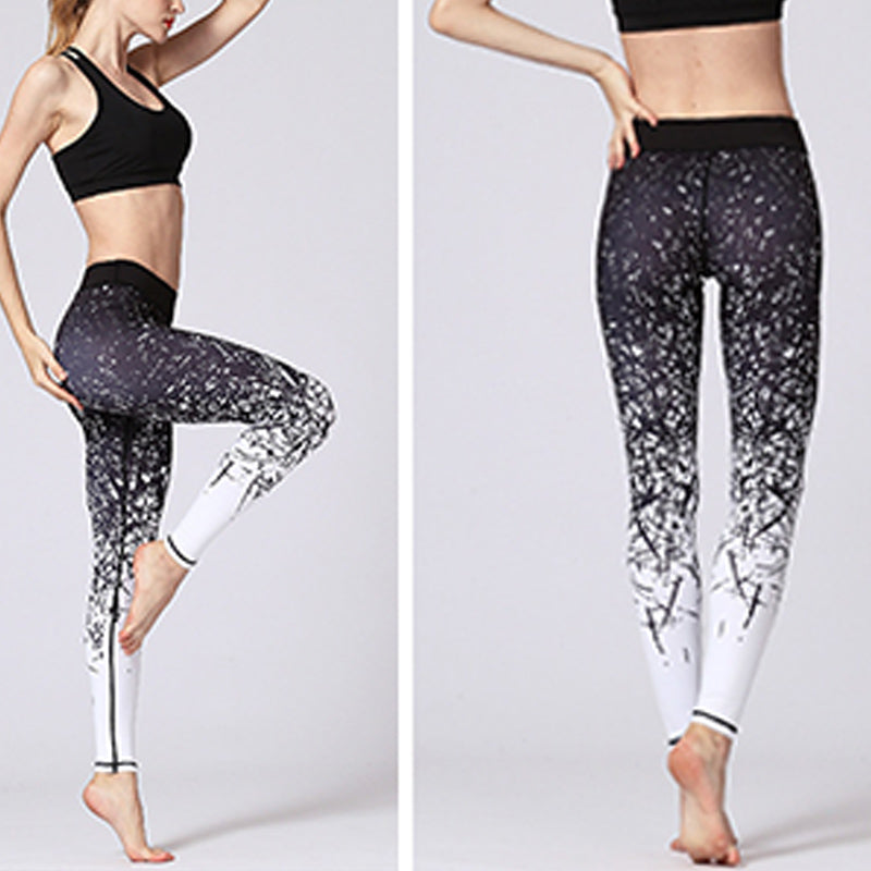 Nimara Ritual Lines Weeds Sakura Flowers Black Tree Print Pants Sports Fitness Yoga Leggings Women's Yoga Pants