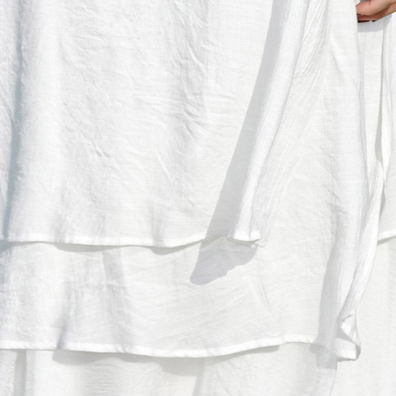 Nimara Ritual 2Pcs White Tai Chi Meditation Yoga Zen Cotton Linen Clothing Top Pants Women's Set
