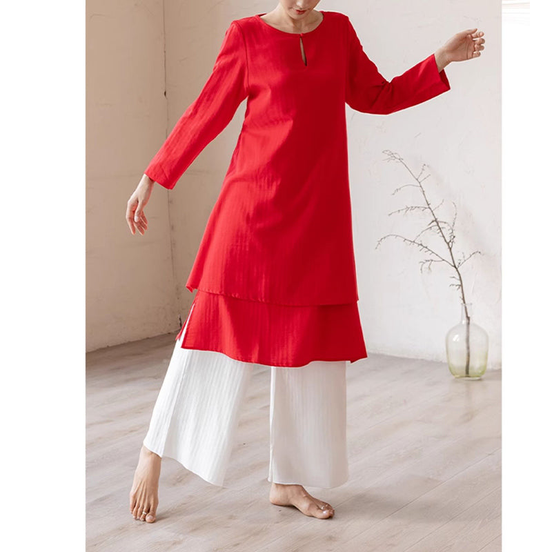 Nimara Ritual 2Pcs Simple Design Tai Chi Meditation Yoga Clothing Top Pants Women's Set