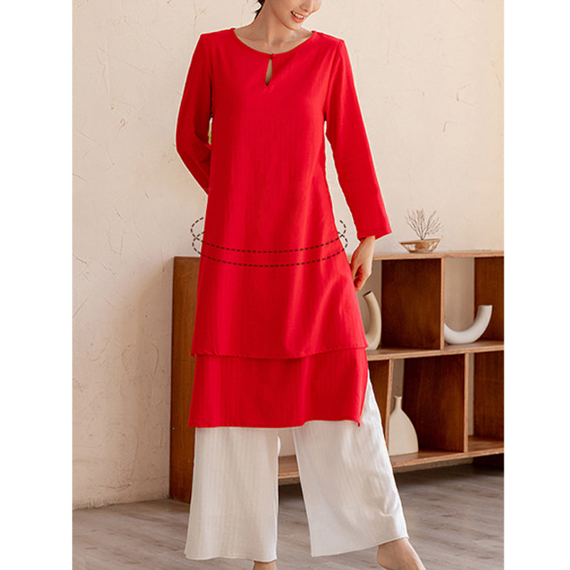 Nimara Ritual 2Pcs Simple Design Tai Chi Meditation Yoga Clothing Top Pants Women's Set