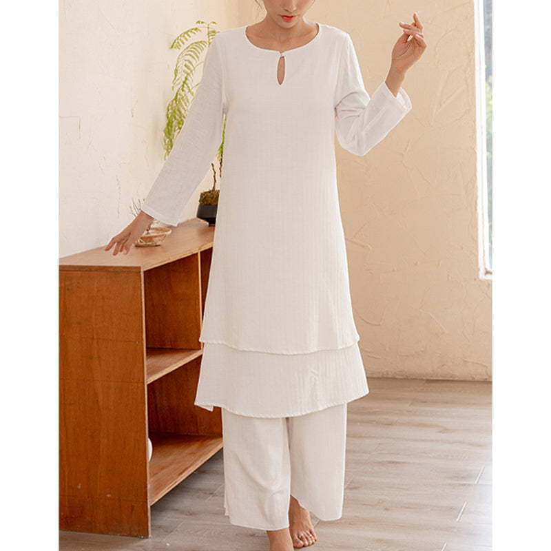 Nimara Ritual 2Pcs Simple Design Tai Chi Meditation Yoga Clothing Top Pants Women's Set