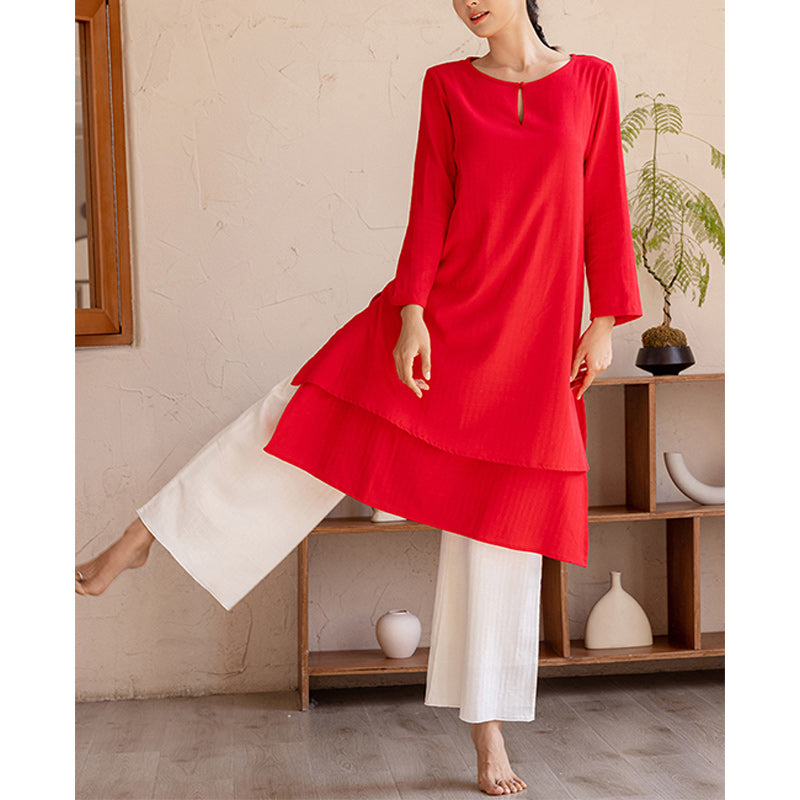 Nimara Ritual 2Pcs Simple Design Tai Chi Meditation Yoga Clothing Top Pants Women's Set