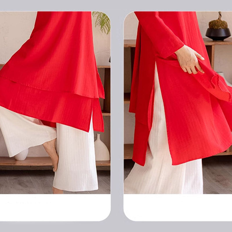 Nimara Ritual 2Pcs Simple Design Tai Chi Meditation Yoga Clothing Top Pants Women's Set
