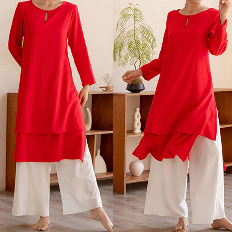 Nimara Ritual 2Pcs Simple Design Tai Chi Meditation Yoga Clothing Top Pants Women's Set