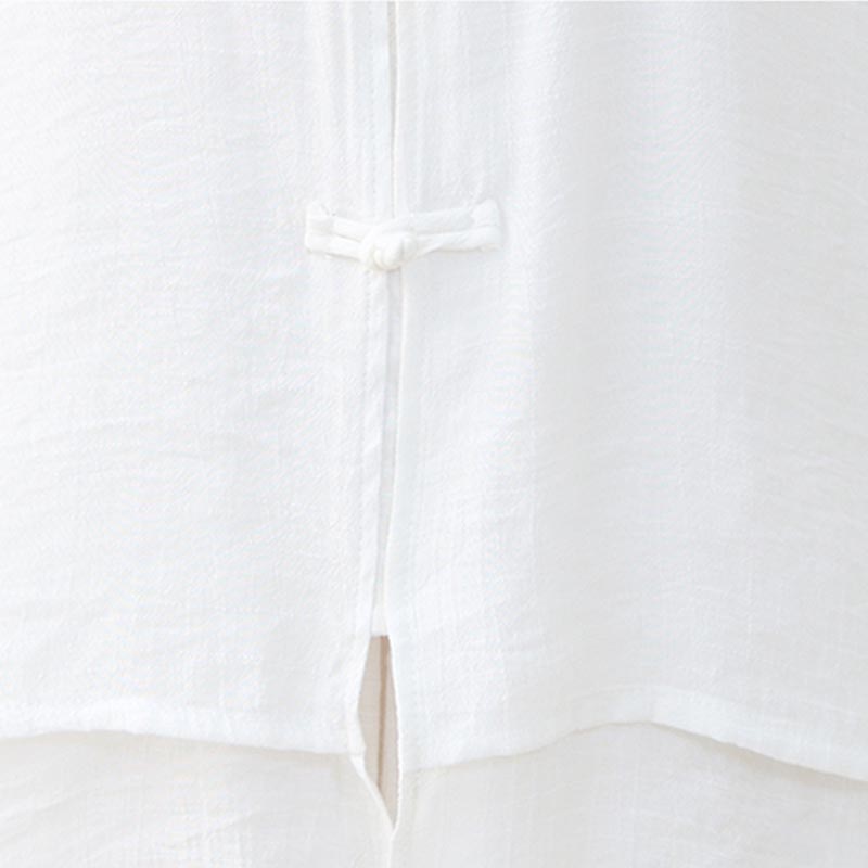 Nimara Ritual 2Pcs Simple Chinese Frog Button Design Top Pants Meditation Yoga Zen Tai Chi Cotton Clothing Women's Set