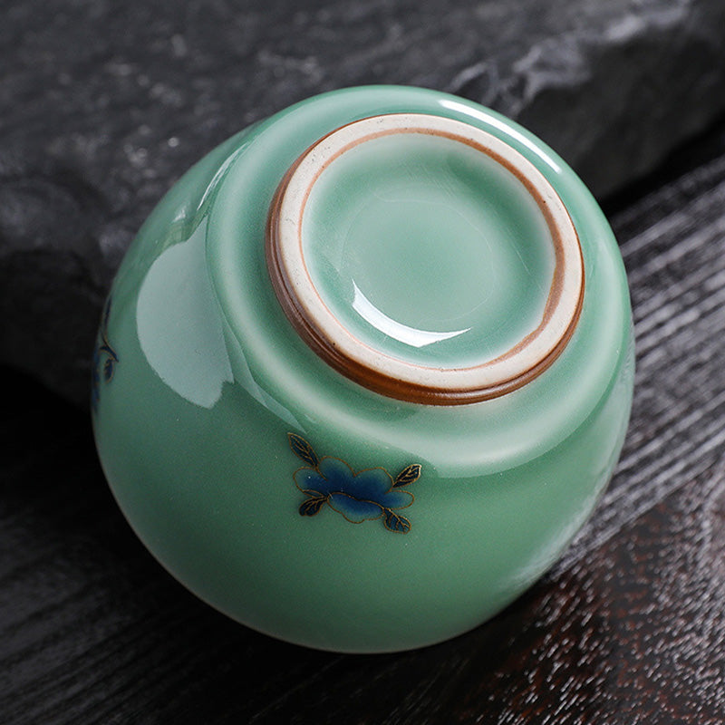 Nimara Ritual Butterfly Goldfish Lotus Koi Fish Ceramic Teacup Kung Fu Tea Cup 120ml