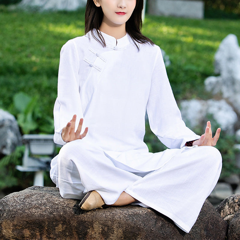 Nimara Ritual 2Pcs Plain Long Sleeve Zen Yoga Clothing Meditation Clothing Top Pants Women's Set