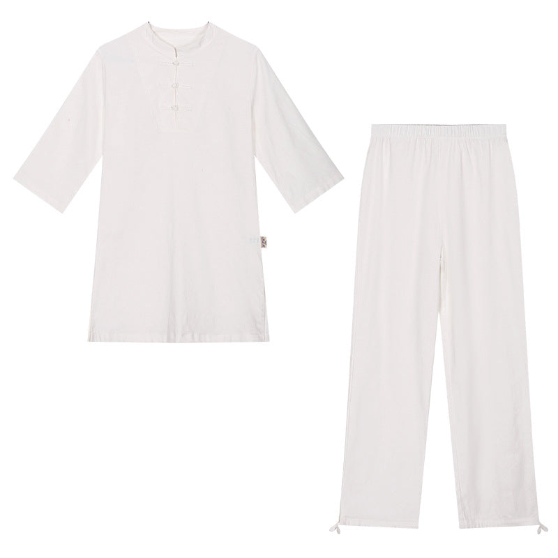Nimara Ritual 2Pcs Plain Long Sleeve Zen Yoga Clothing Meditation Clothing Top Pants Women's Set