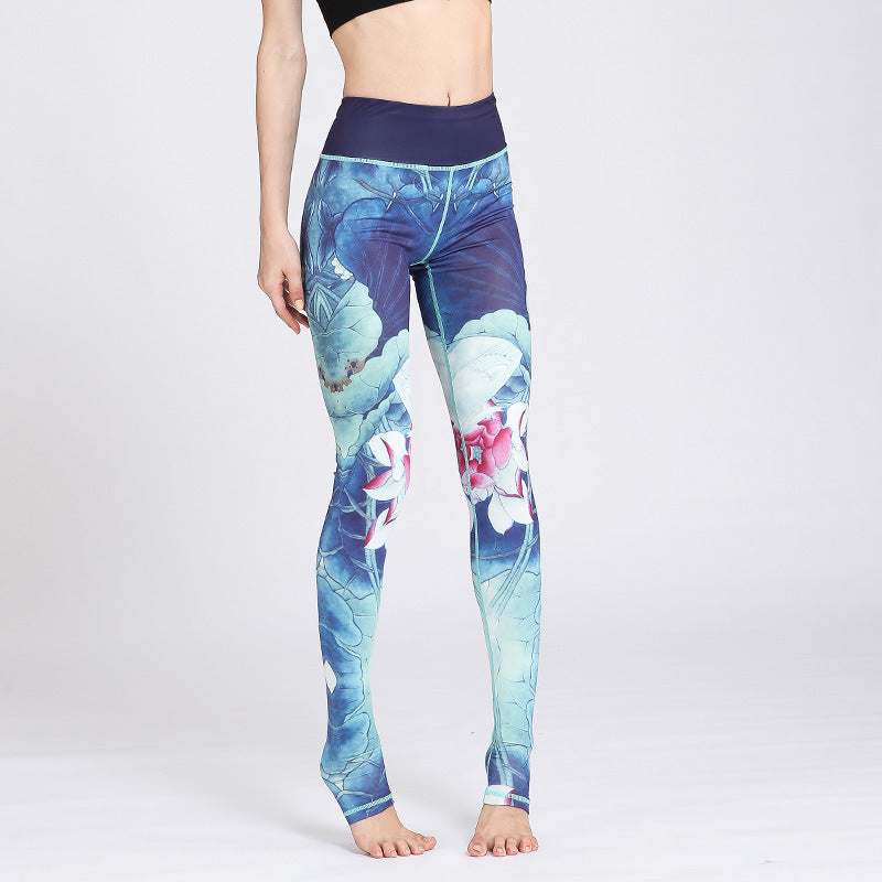 Nimara Ritual Lotus Flower Print Design Pants Sports Fitness Yoga Leggings Women's Yoga Pants