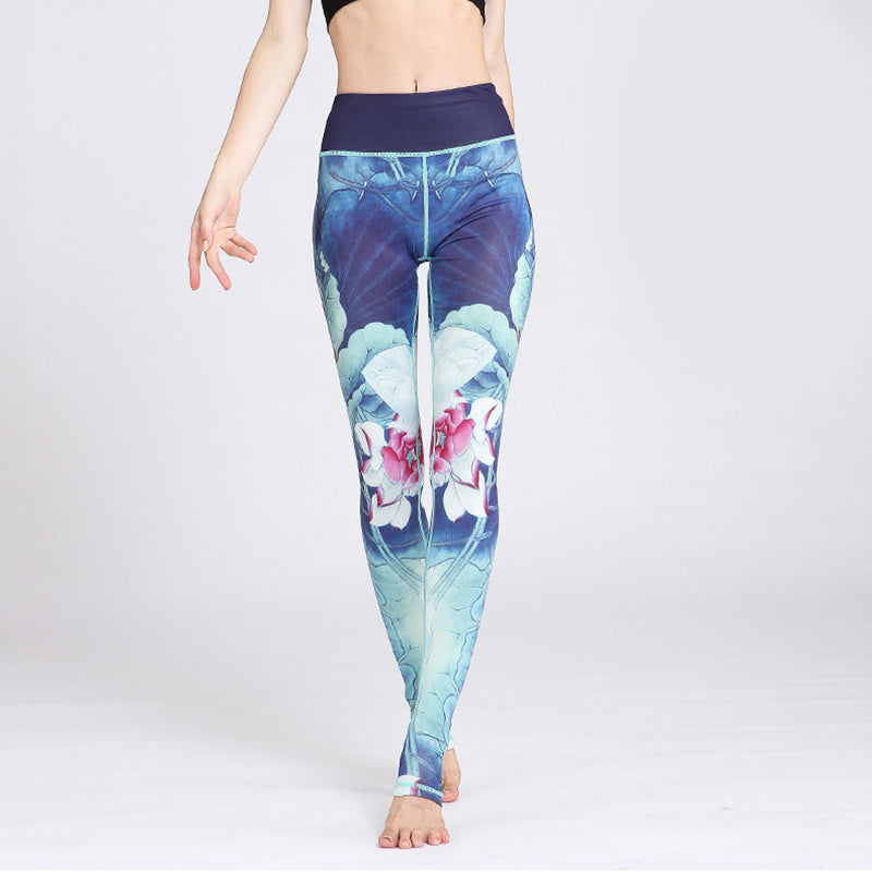 Nimara Ritual Lotus Flower Print Design Pants Sports Fitness Yoga Leggings Women's Yoga Pants