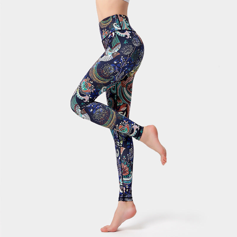 Nimara Ritual Flowers Leaves Birds Print Pants Sports Fitness Yoga Dance Leggings Women's Yoga Pants