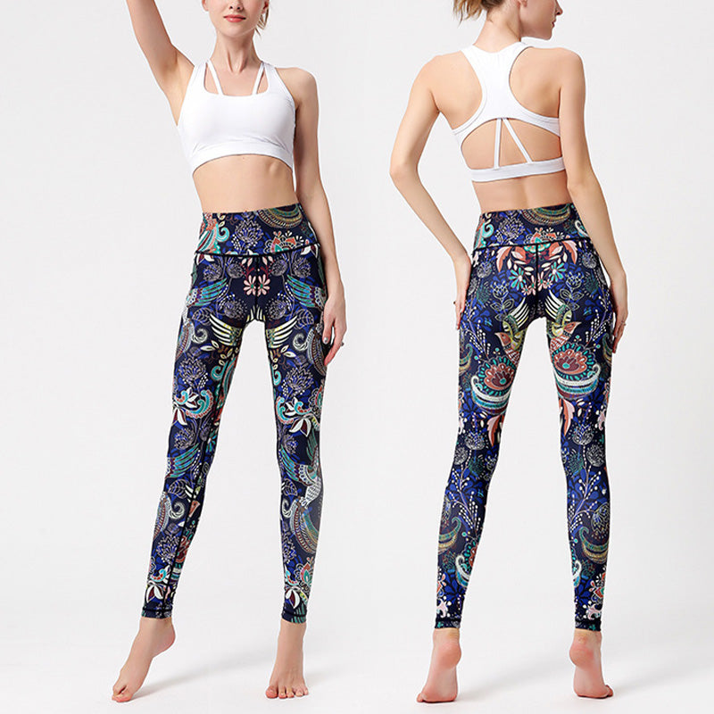Nimara Ritual Flowers Leaves Birds Print Pants Sports Fitness Yoga Dance Leggings Women's Yoga Pants
