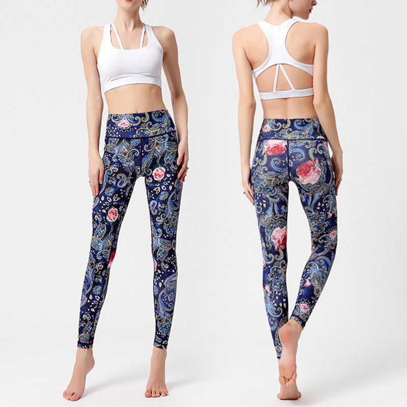 Nimara Ritual Flowers Leaves Birds Print Pants Sports Fitness Yoga Dance Leggings Women's Yoga Pants