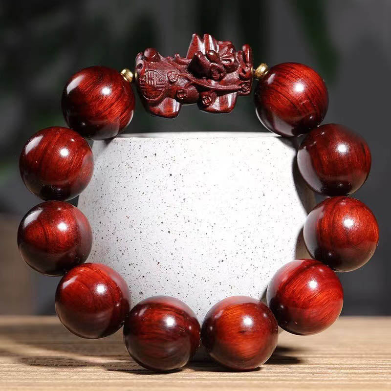 Nimara Ritual Small Leaf Red Sandalwood PiXiu Protection Bracelet