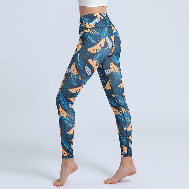 Nimara Ritual Leaves Print Pants Sports Fitness Yoga High Waist Leggings Women's Yoga Pants