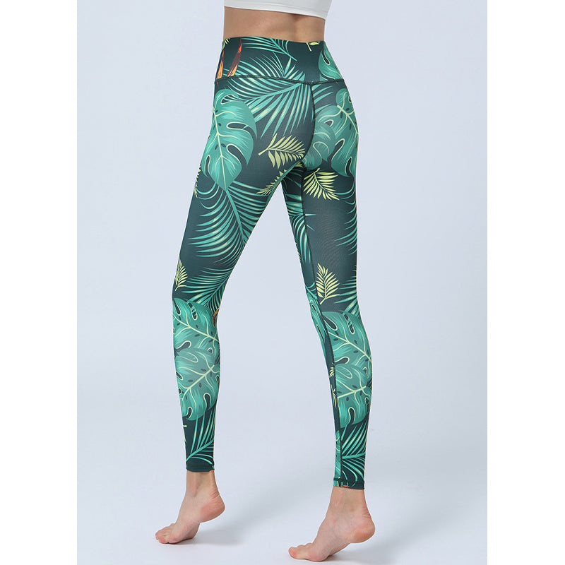 Nimara Ritual Leaves Print Pants Sports Fitness Yoga High Waist Leggings Women's Yoga Pants